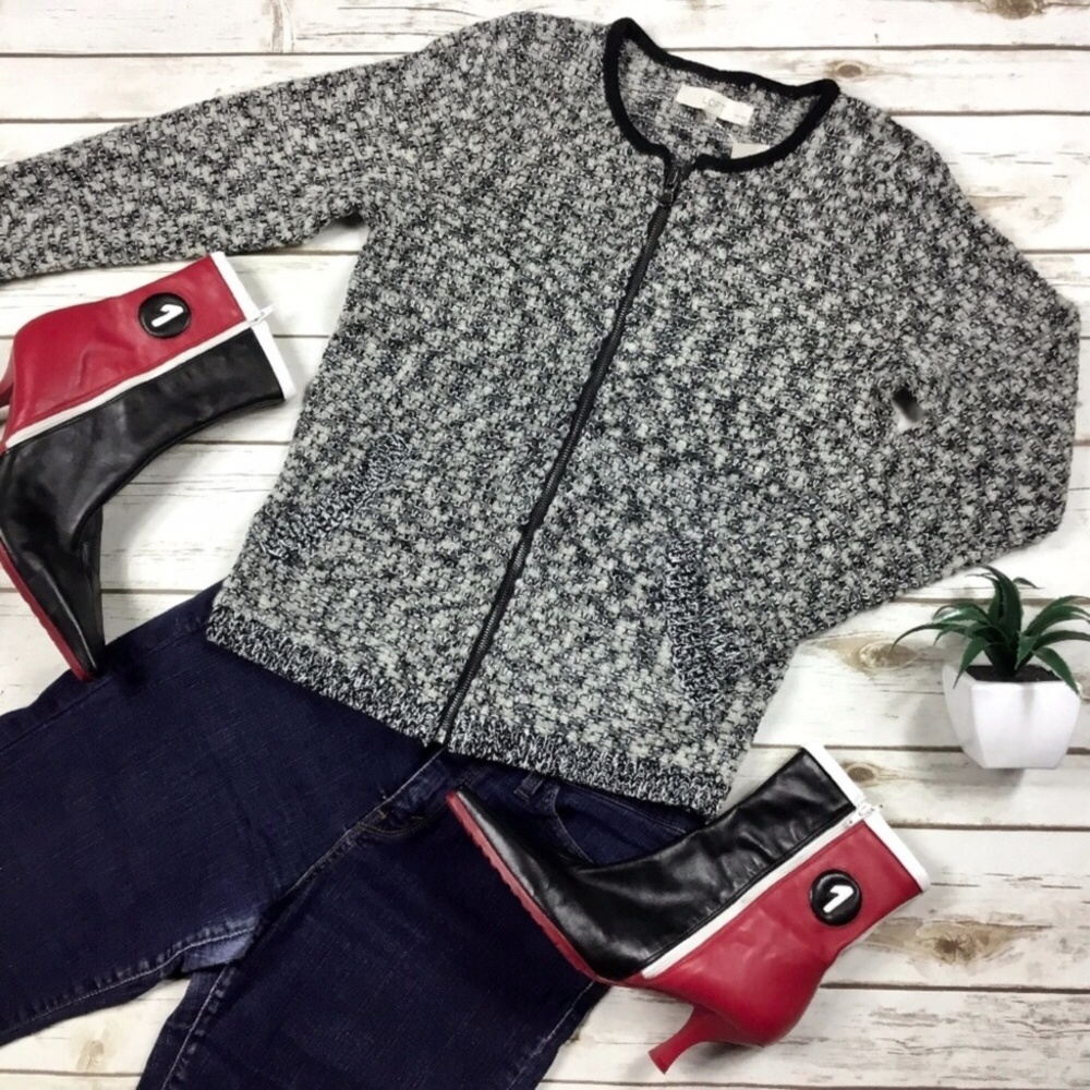 Wool Blend Knit Cardigan Sweater Ann Taylor LOFT
